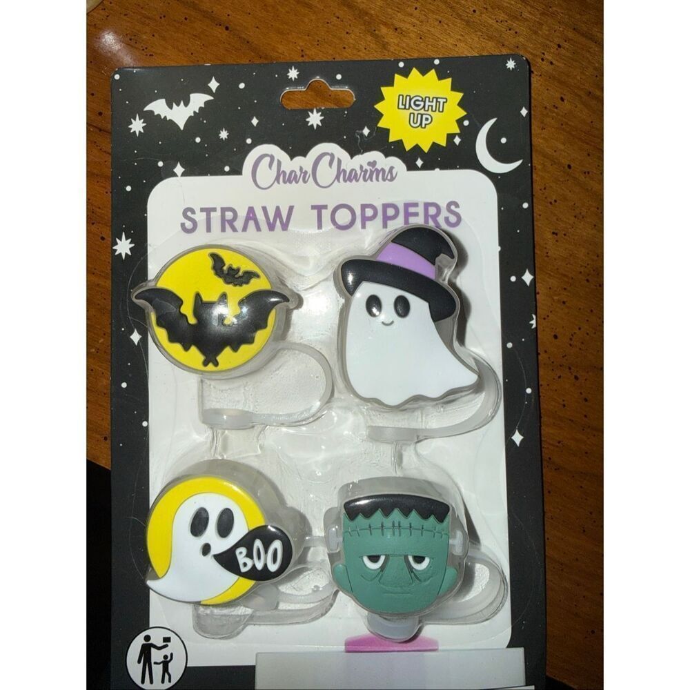 CharCharms Halloween Stanley Tumbler Straw Toppers 4 Pack